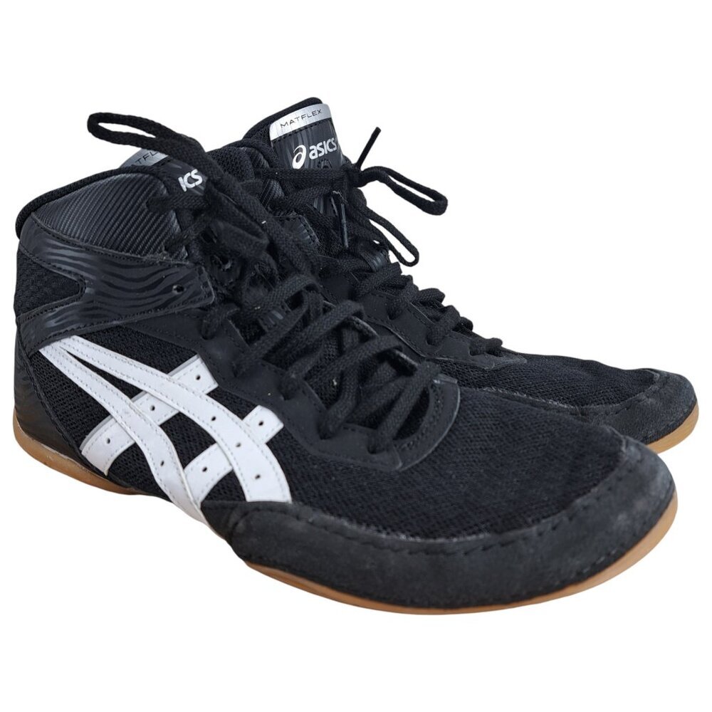 Asics Matflex 7 Black White Gum Sole Wrestling Shoes Size 8 EU 39.5 Zebra High